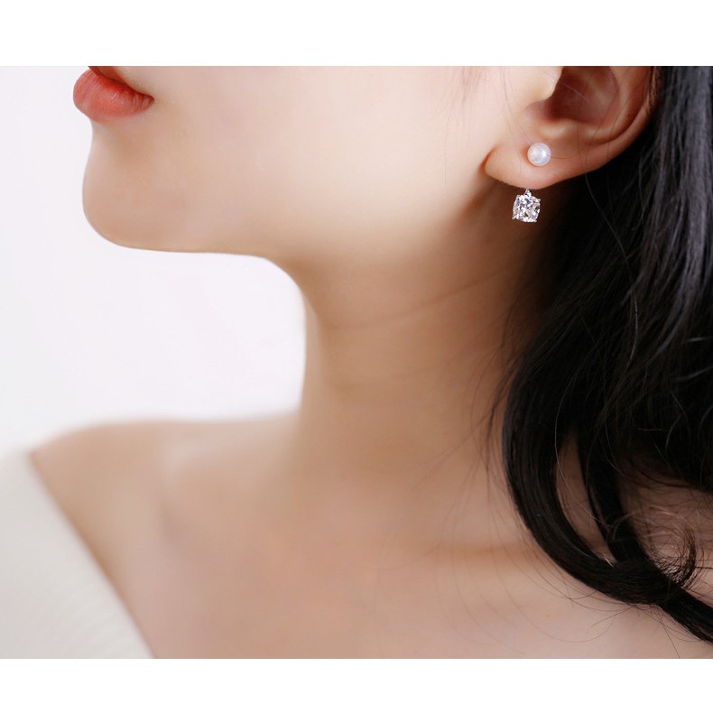 Hoa tai thời trang Hàn mạ bạc ý 925 xinh xắn HT26