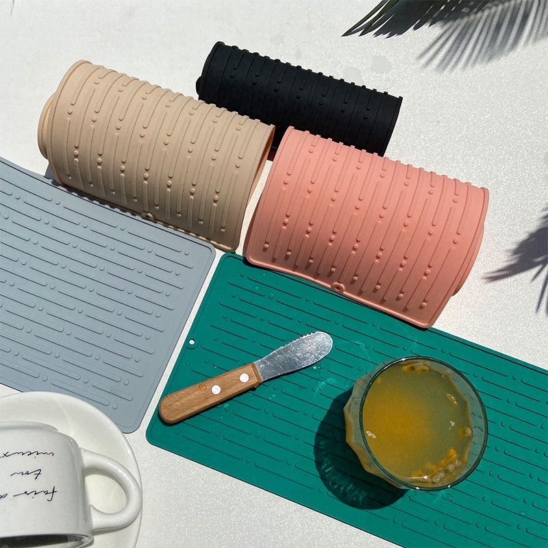 Thảm Silicone Màu Trơn Thoát Nước Chống Trượt Chống Bỏng Dễ Sử Dụng Cho Nhà Bếp
