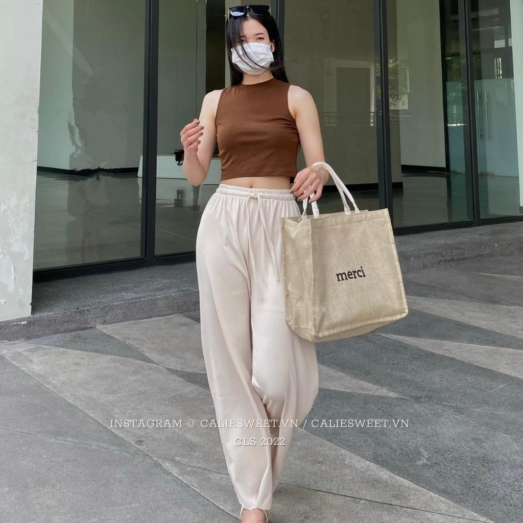 Quần thun tăm dáng xuông Caliesweet quần ống xuông chất thun co dãn