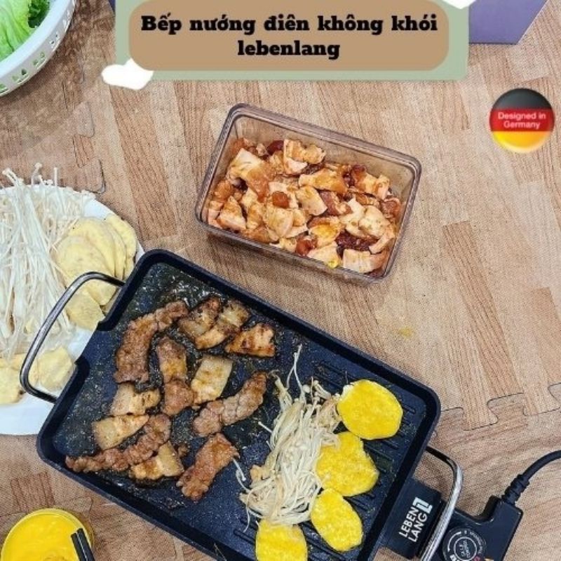 Bếp nướng điện không khói Lebenlang thương hiệu Đức, công suất 700W hàng chính hãng bao lỗi đổi