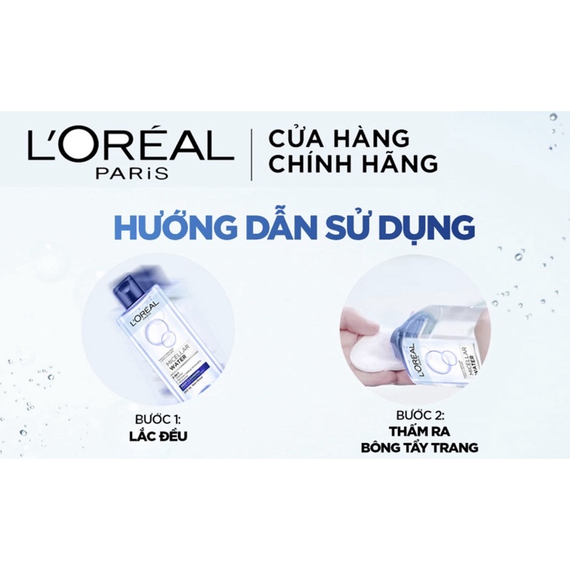 Nước Tẩy Trang L'Oreal 400ml sau trang điểm 3 In 1 Micellar Làm Sạch Sâu