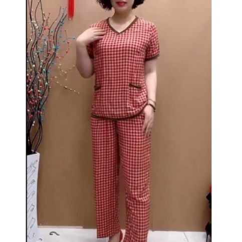 Bộ đũi nữ trung niên, chất đũi thái mát lạnh đủ size đến 85kg