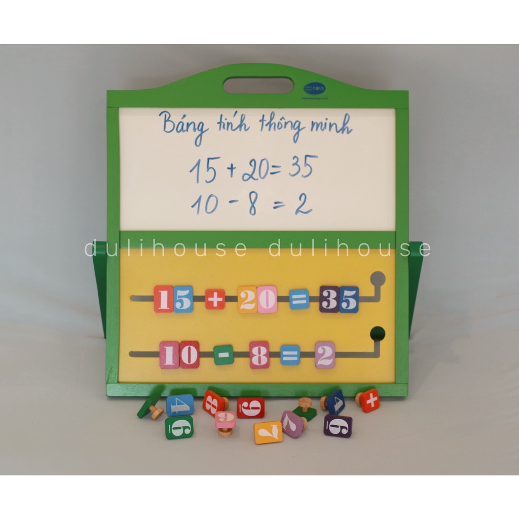 Đồ chơi gỗ bảng tính thông minh, giúp bé nhận biết các chữ số, làm quen với các phép tính, rèn luyện kiến thức cơ bản