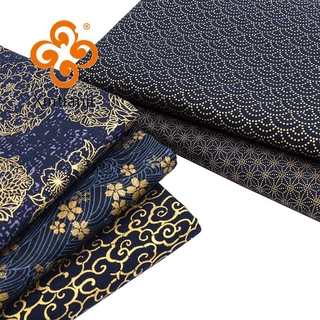 Vải cotton màu xanh navy may áo kimono thủ công phong cách nhật bản tj1023