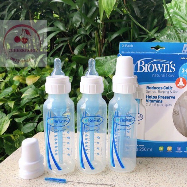 Set 3 bình DR Brown Xanh dương 120ml, 250ml