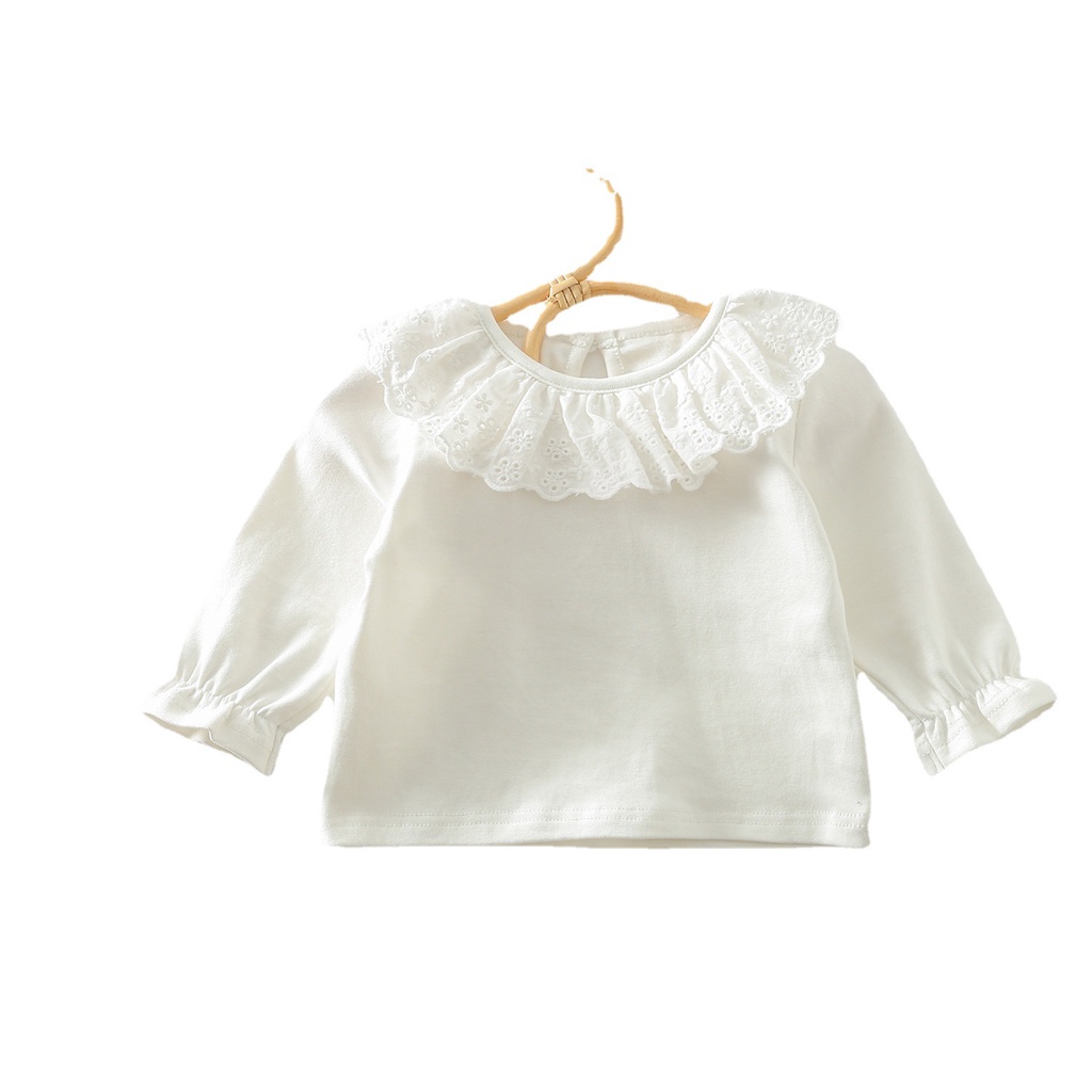 Áo cổ búp bê màu trơn thời trang mùa thu cho bé gái