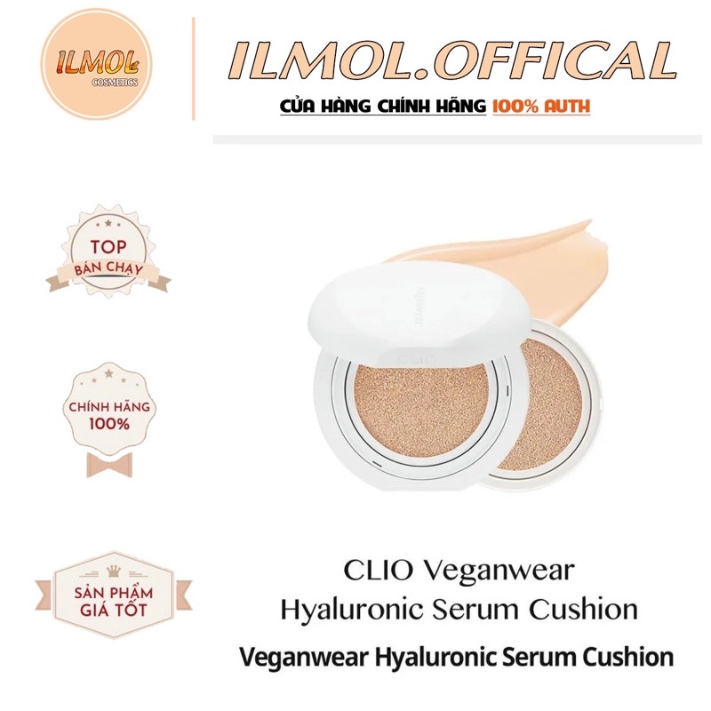 Phấn nước CLIO VEGANWEAR HYALURONIC SERUM CUSHION  Cushion