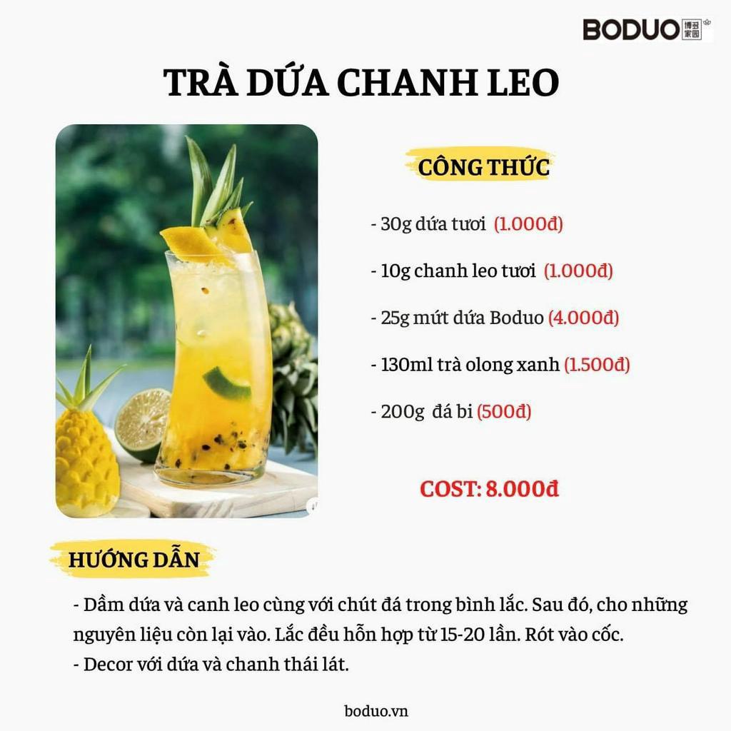 MỨT DỨA BODUO hộp 1kg pha trà trái cây thơm ngon, hương vị tự nhiên