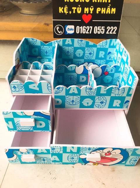 Kệ mỹ phẩm lượn sóng doremon, hộp đựng mỹ phẩm