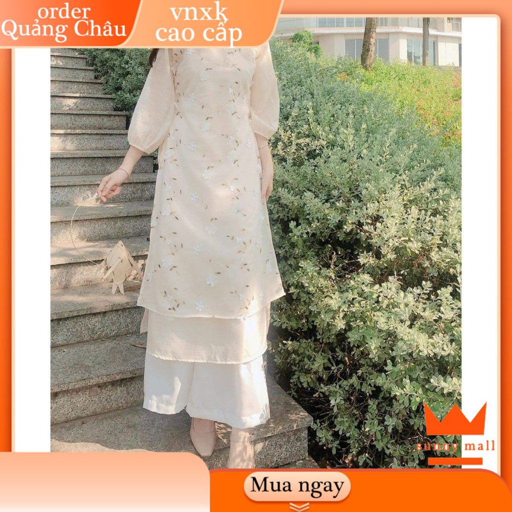 🌸40-65KG 🌸 Áo dài cách điệu họa tiết đầm trắng dáng dài xòe dự tiệc công chúa bigsize giá rẻ đẹp ld2