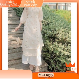 🌸40-65KG 🌸 Áo dài cách điệu họa tiết đầm trắng dáng dài xòe dự tiệc công chúa bigsize giá rẻ đẹp ld2