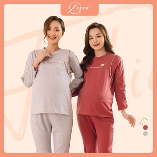 Bộ bầu mặc nhà (B05) chất cotton thoáng mát, có chỗ tiện cho bé tuti thiết kế bởi LAMME