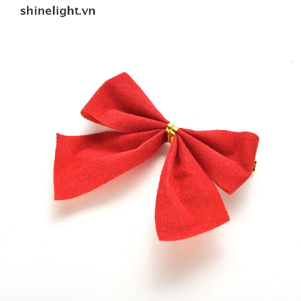 [shinelight] Set 12 Nơ Trang Trí Cây Thông Noel Mới 12 Nơ Đỏ Nhung Trang Trí Cây Thông Giáng Sinh 12 Cái / pac