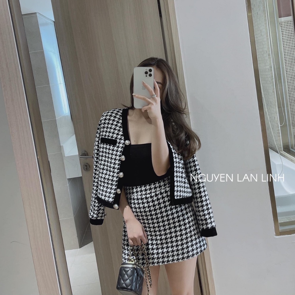 Set dạ tweed, Set dạ, Set áo dạ tweed tiểu thư phong cách Hàn thời trang nữ | BigBuy360 - bigbuy360.vn