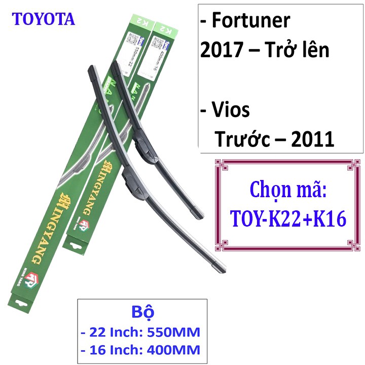 Bộ 2 gạt nước mưa ô tô Nano dành cho xe Fortuner, Vios: Và Các Dòng Xe Khác Hãng Toyota