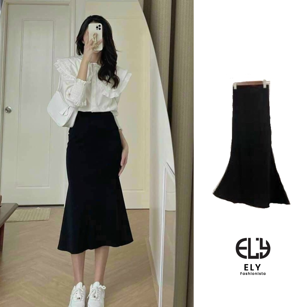 Chân Váy Dài Đuôi Cá Jean công sở chất thun tăm bozip cao cấp dày dặn siêu mềm co giãn tôn dáng ELY101