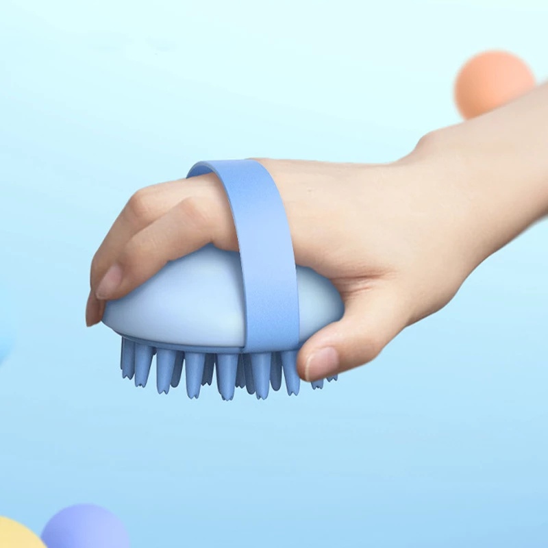 Lược Mát Xa Đầu Tròn Bằng Nhựa ABS Mềm Màu Sắc Ngẫu Nhiên Với Đai Cố Định Chống Gàu Cho Nhà Tắm
