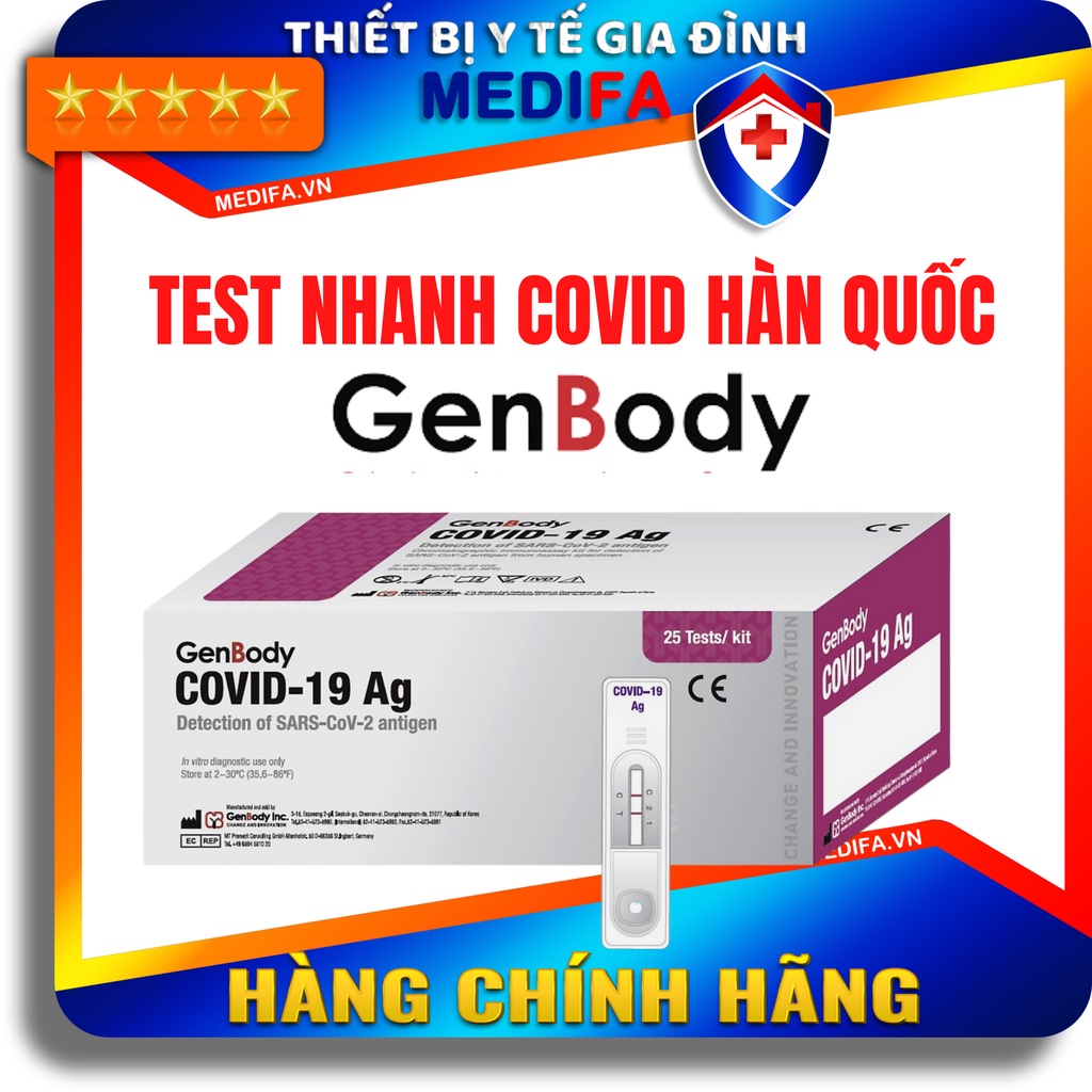 Test nhanh Covid, que test nhanh covid Hàn Quốc GenBody Covid-19 Ag chính hãng được Bộ Y Tế cấp phép, SHIP HỎA TỐC