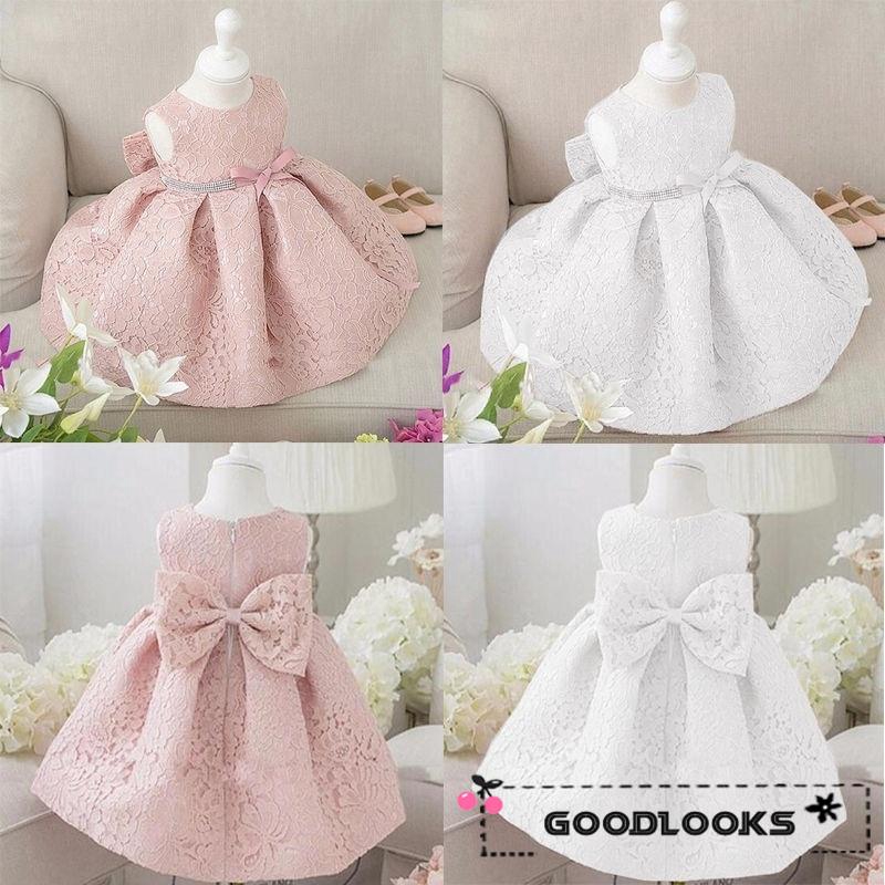 Đầm công chúa dáng xòe rộng phối ren đính nơ thời trang xinh xắn cho bé gái