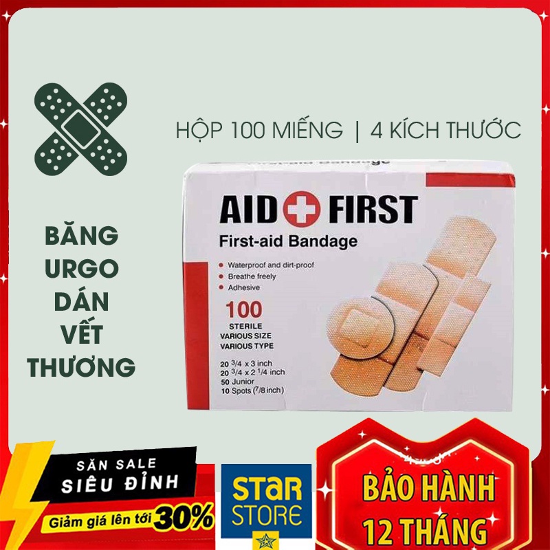 Băng keo cá nhân - Băng urgo hộp 100 miếng chống nhiễm trùng vết thương kịp thời