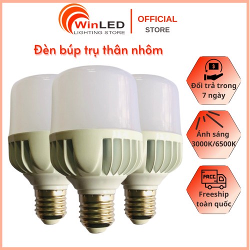 Bóng Đèn LED Bulb/Búp Trụ Thân Nhôm Hợp Kim 20W – 50W Siêu Sáng Siêu Bền Siêu Rẻ ánh sáng 3000K/6500K An Toàn Tuyệt Đối