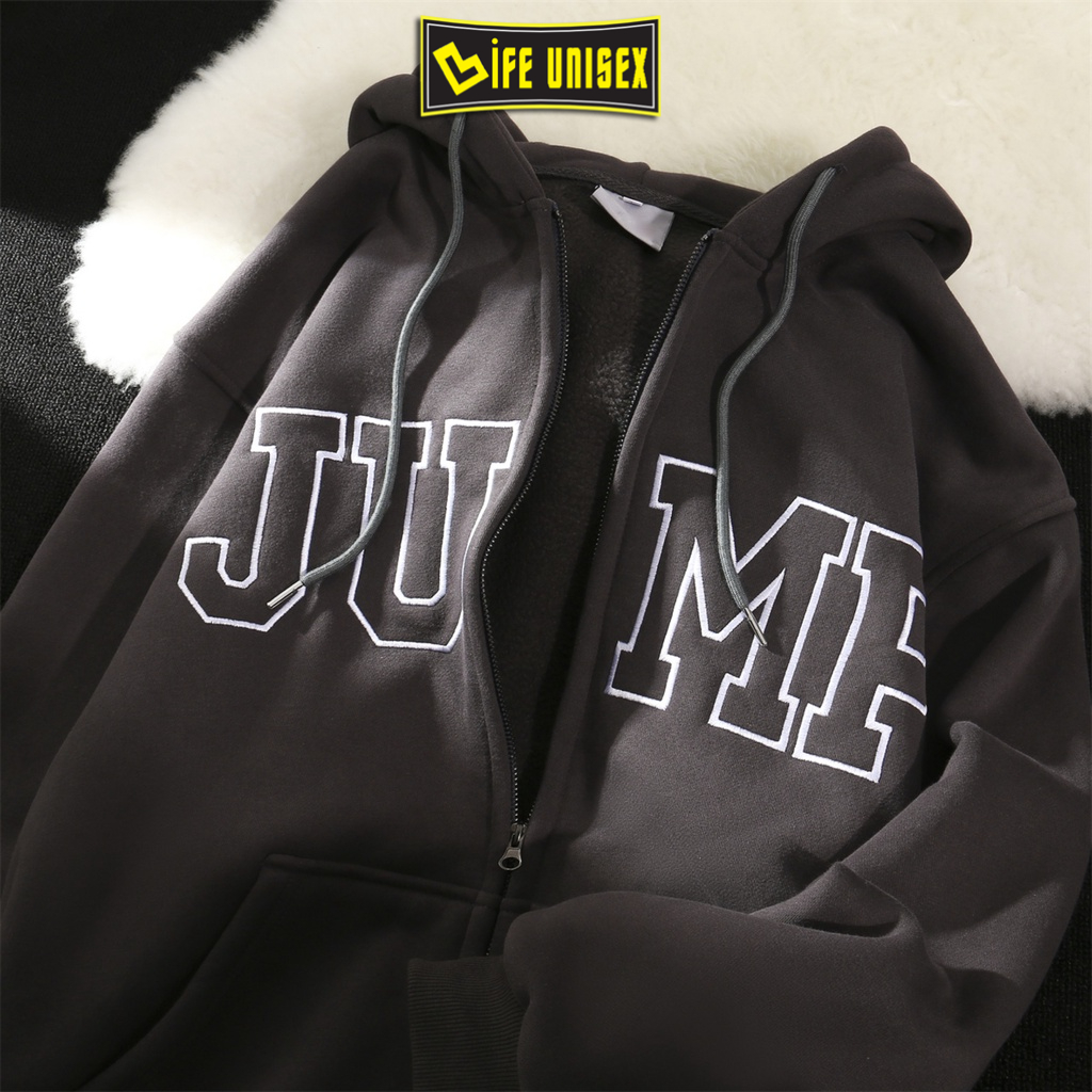 Áo Khoác Hoodie Nỉ JUMP Nam Nữ Ulzzang Unisex Dây Kéo, Áo Khoác Nỉ Form Rộng LIFE UNISEX