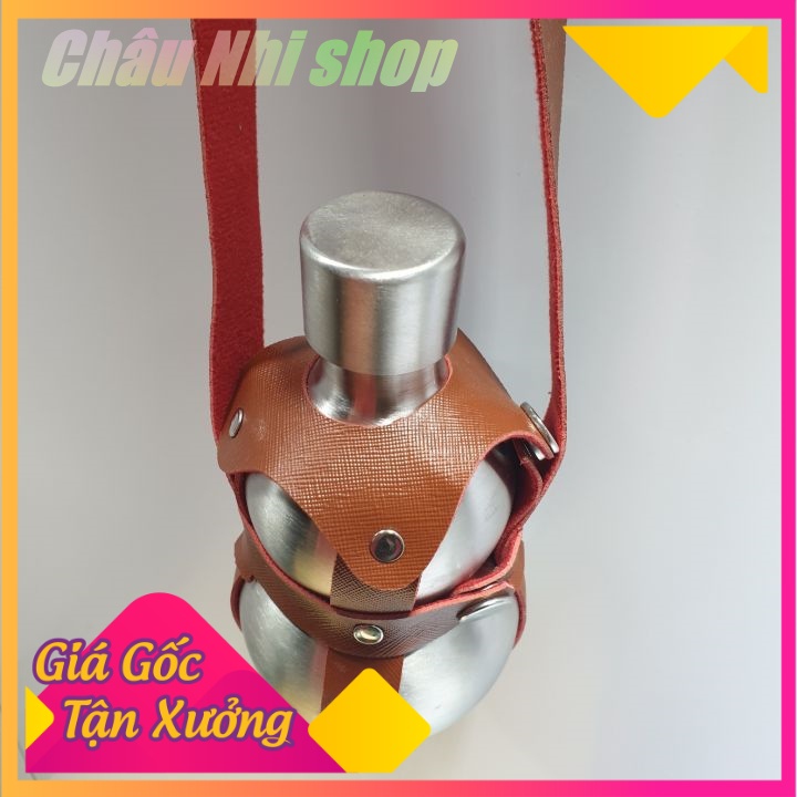 Bình hồ lô 1.6 lít Inox có bao da lủng