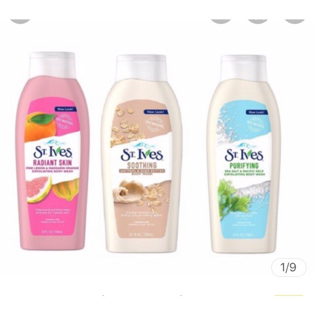 Chính hãng-Sữa Tắm ST.IVES 650ML Cam chanh/ Muối Biển /Yến mạch Bơ- Bao bì mới