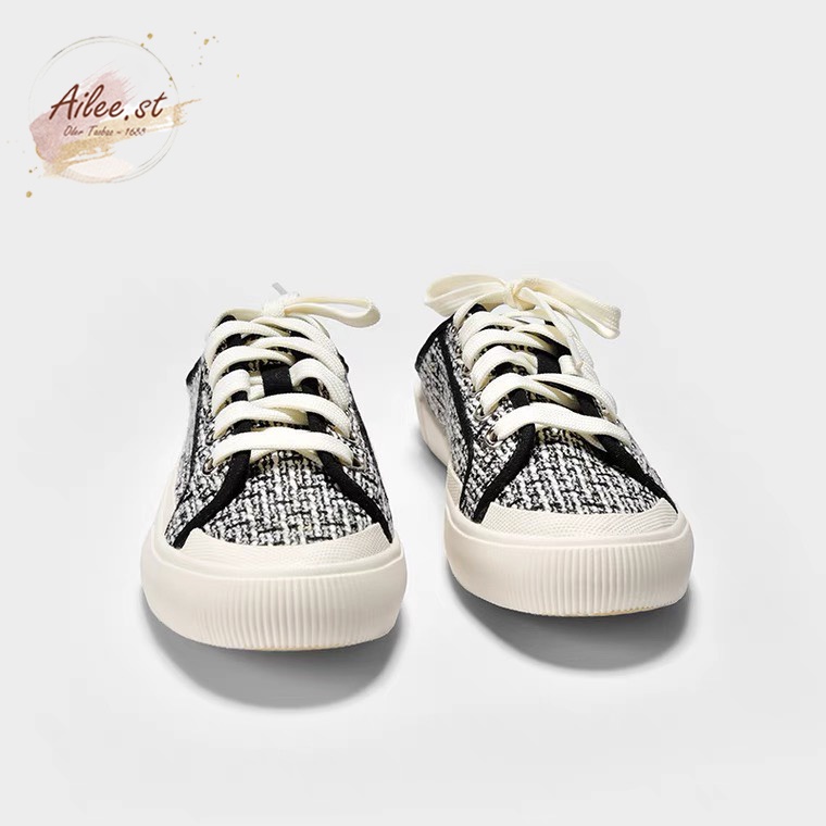 Sục Giày Mules Thể Thao Đạp Gót Sục Sneaker Vải Dạ Kẻ Tweet 𝐌𝐮𝐥𝐞 𝐙𝐀𝐑* upper mẫu mới full box hàng đẹp chất mềm êm Ailee