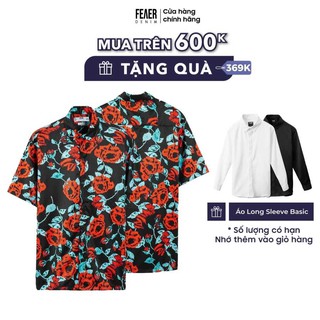 Áo sơ mi nam cổ bẻ họa tiết hoa đỏ Rose Bush chất lụa chéo thoáng mát - FEAER DENIM