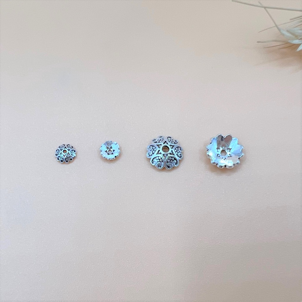 Charm ốp hạt bạc thái hình 6 trái tim - Charm Bạc 925 - Mã CA073