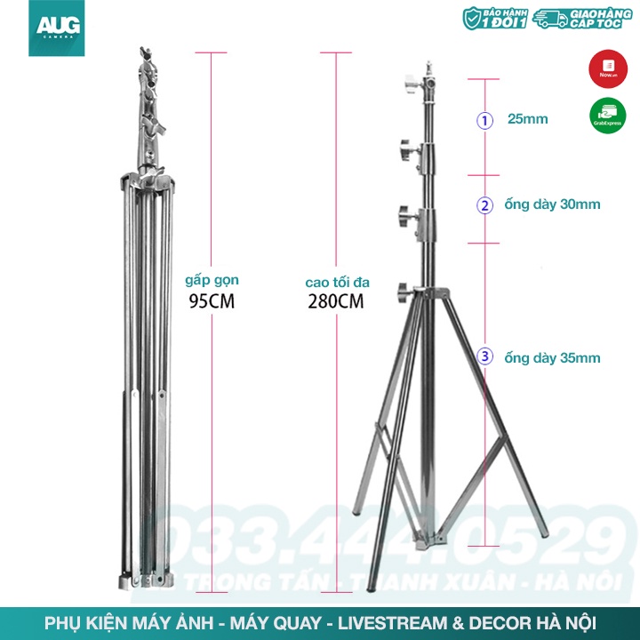 Chân Đèn Inox 280cm 288H - AUG Camera &amp; Decor Hà Nội