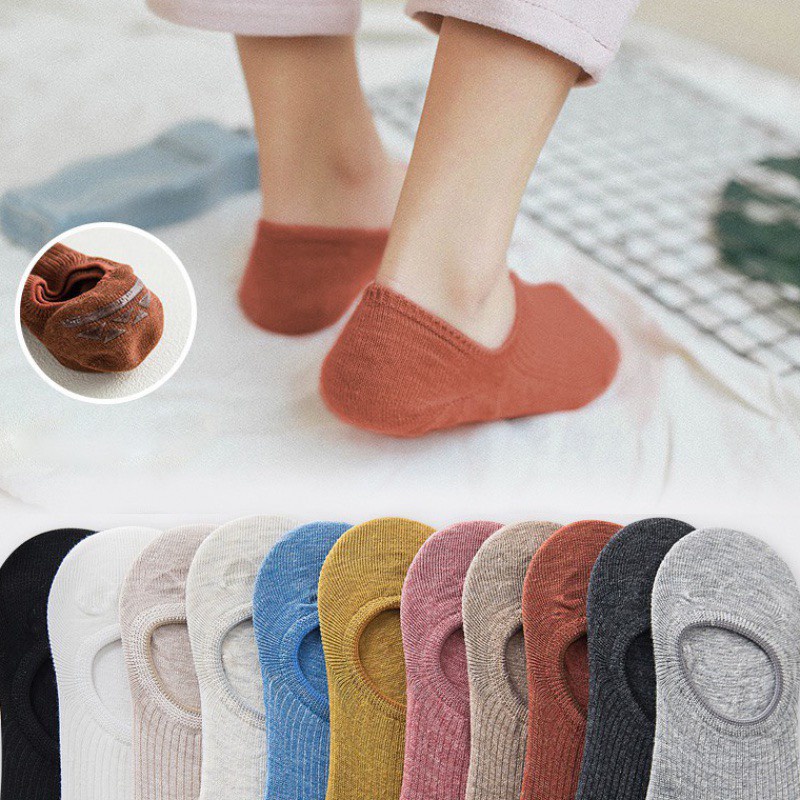 Tất vớ nữ cổ ngắn trơn nhiều màu cotton dày đẹp Hàn Quốc cute dễ thương Chichi T09
