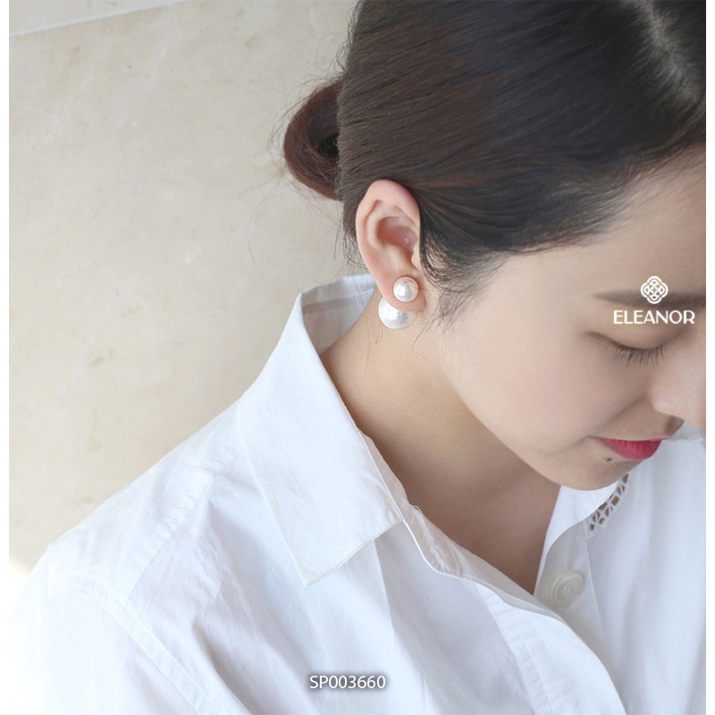 Bông tai nữ chuôi bạc 925 Eleanor Accessories ngọc trai nhân tạo lớn phụ kiện trang sức 3660