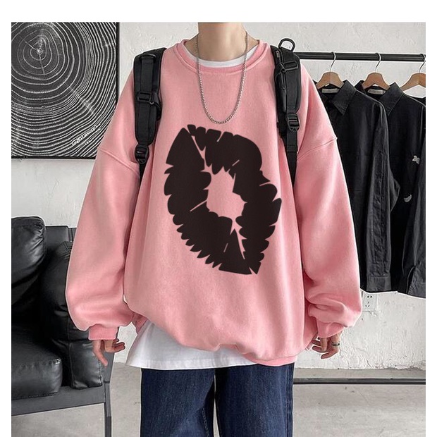 [ Mã 12FASHIONSALE1 giảm 10K đơn 50K ] Áo sweater nỉ cổ tròn dài tay nam nữ họa tiết APSR Môi đen | BigBuy360 - bigbuy360.vn