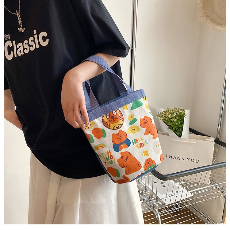 Túi Xách bucket In Hình Hoạt Hình Nhật Bản Dễ Thương Cho Nữ