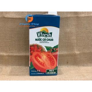 Nước cà chua ép VFresh Vinamilk, nước ép cà chua ngoại nhập 1 lít, hàng sử dụng trên máy bay