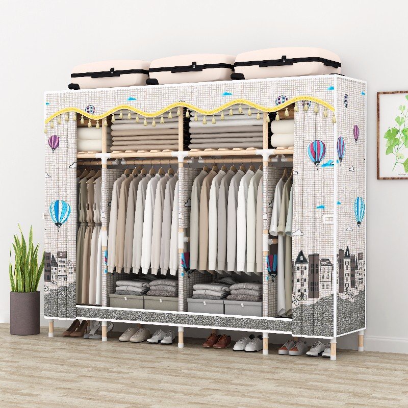 [Có Hỏa Tốc] Tủ Quần Áo Tủ Vải Kệ Tủ Vải Đựng Quần Áo Khung Gỗ Pihouse dễ di chuyển, lắp đặt, chống bám bụi