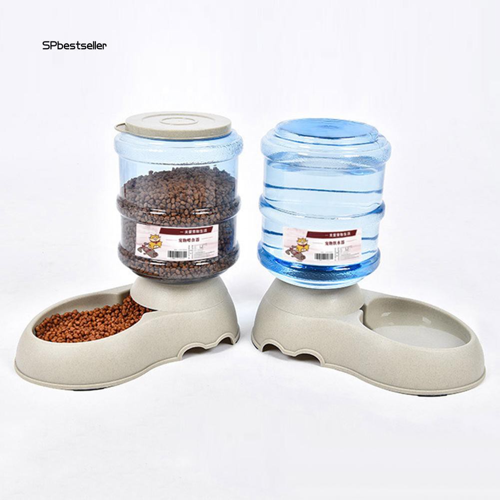 SPBS❤3.75L Pet Cat Dog Automatic Feeder Food Drink Animal Bowl Water Bowl Dispenser
