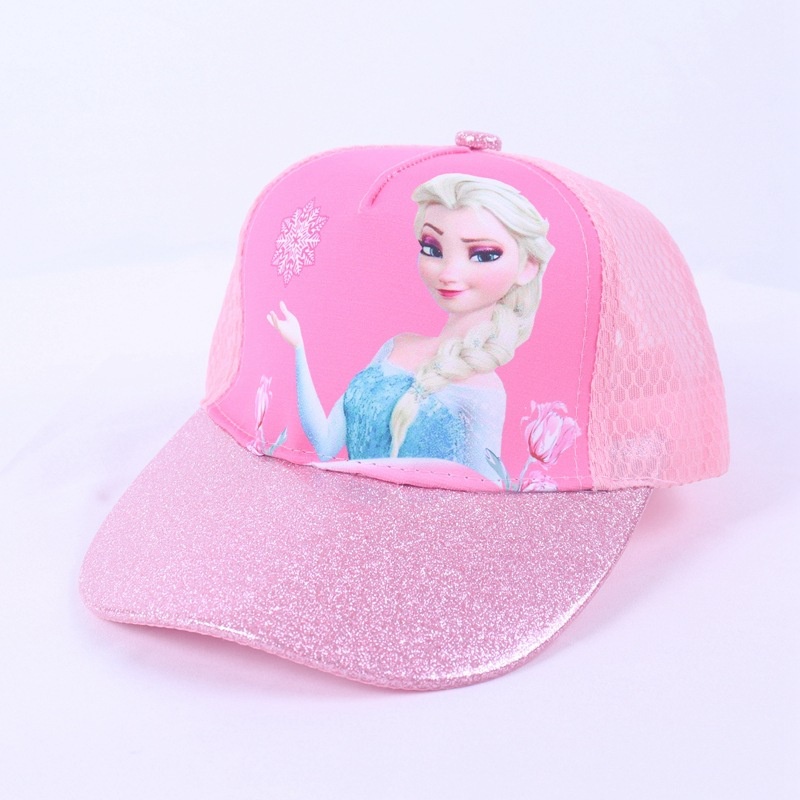 SUGE Công chúa băng giá Elsa Mũ cô gái đáng yêu Phim hoạt hình cho trẻ em Mũ bóng chày cho trẻ em Mũ chống nắng Hip Hop Mũ hoạt hình Sequins