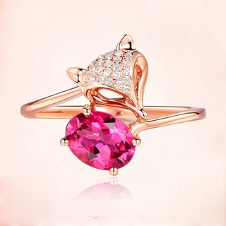 Nhẫn mạ vàng hồng đính đá ruby sang trọng cho nữ