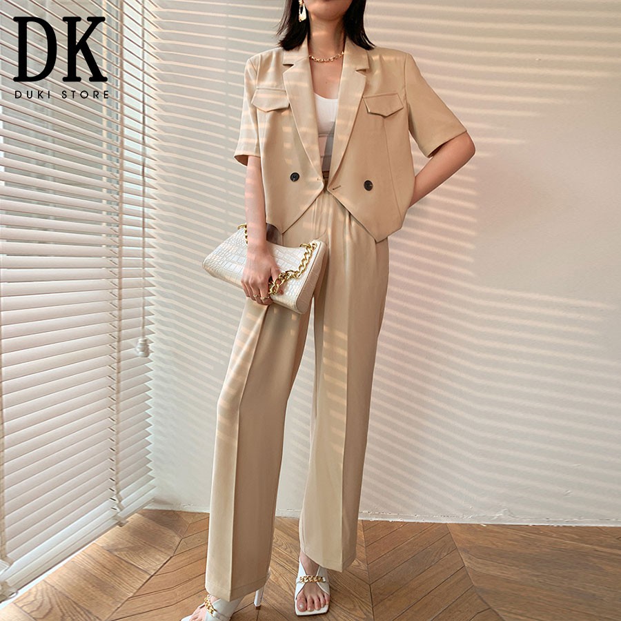 Áo khoác blazer, áo vest blazer nữ dáng lửng màu kem cực xinh BLU0022 - DUKI STORE