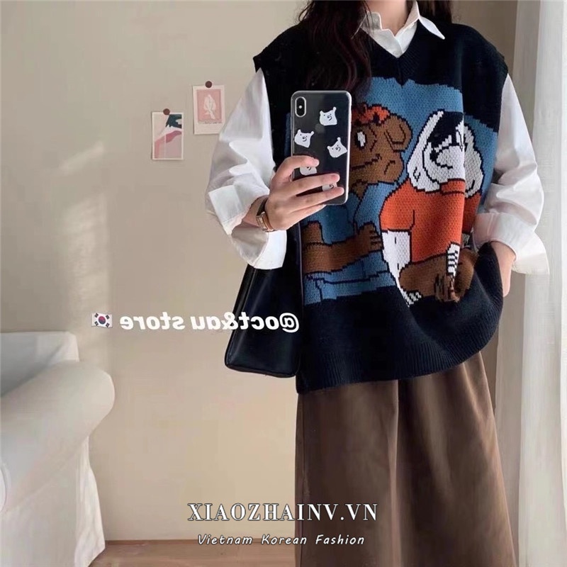  Áo Len Tay Dài Cổ Chữ V Dáng Rộng Phong Cách Retro Cho Nữ | BigBuy360 - bigbuy360.vn