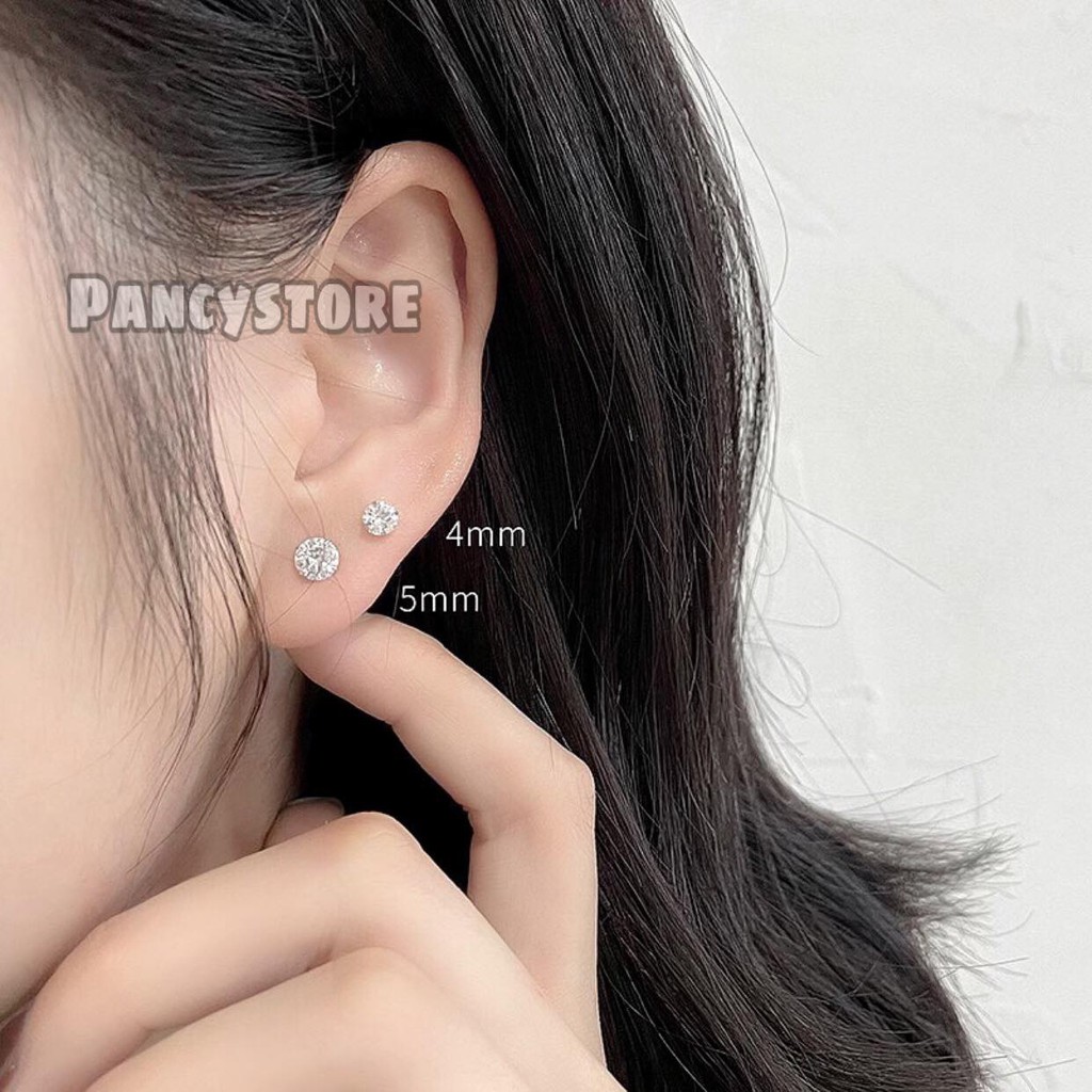 khuyên tai bông tai titan nụ kim tròn không gỉ unisex ( nút xỏ )