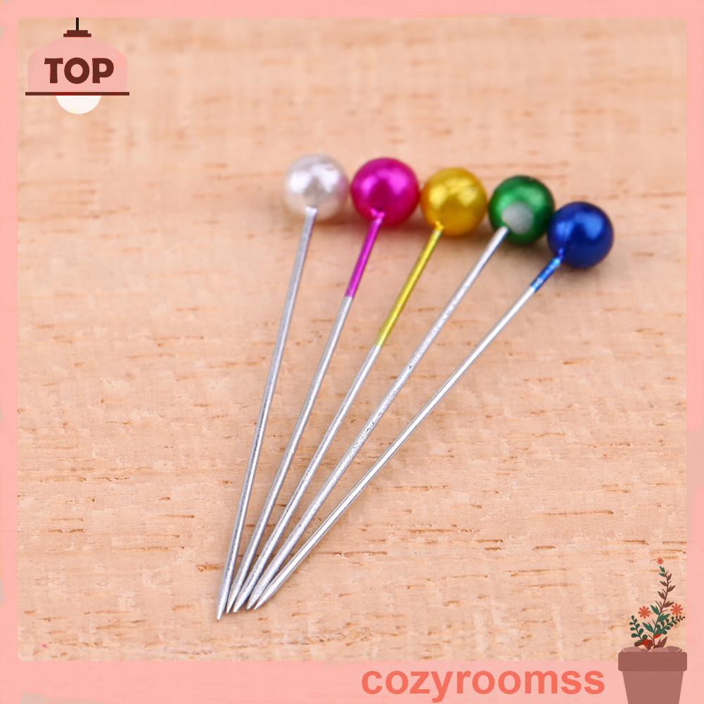 Cozyroomss 100pcs 1.57in Round Pearl Stainless Steel Sewing Pins