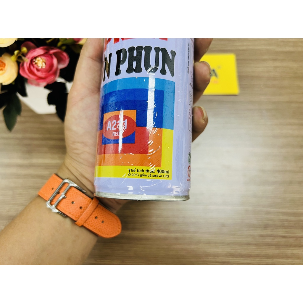 Sơn phun, sơn xịt ATM tiện lợi Màu Đỏ- Màu Bạc