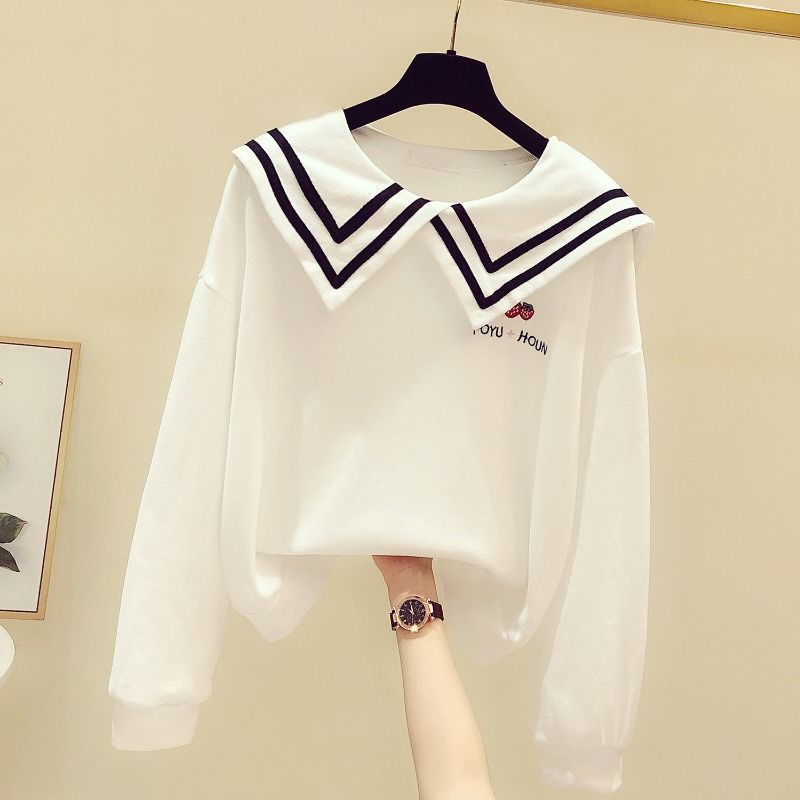 Áo sweater Tay Dài Cổ Thủy Thủ Màu Trơn Phong Cách Hàn Quốc Thời Trang Mùa Thu 2022 Mới Dành Cho Bé Trai Bé Gái