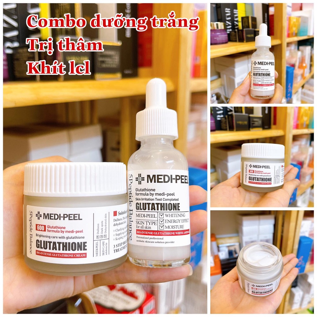 COMBO MEDIPEEL Glutathione Kem Dưỡng Và Serum Truyền Trắng  MEDIPEEL 600 Hàn Quốc