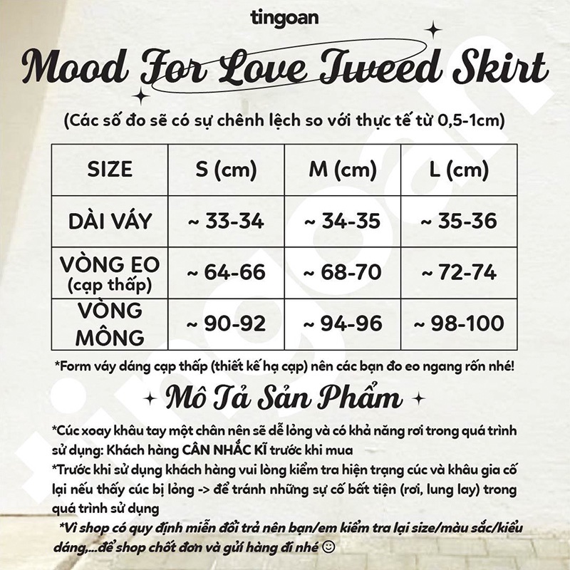 TINGOAN® - Chân váy tweed đen cạp thấp 2 túi đính cúc MOOD FOR LOVE SKIRT/BL