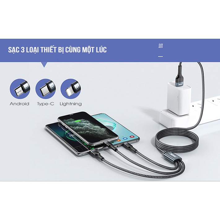 Dây Cáp sạc 3 in 1 đa năng Remax RC-070TH